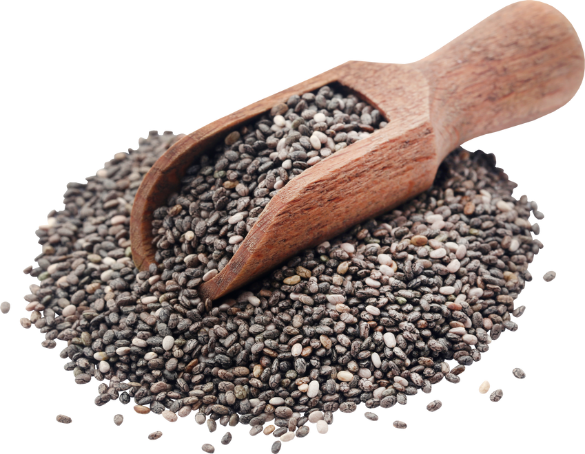 Organic Chia Seeds in a Scoop Cutout 