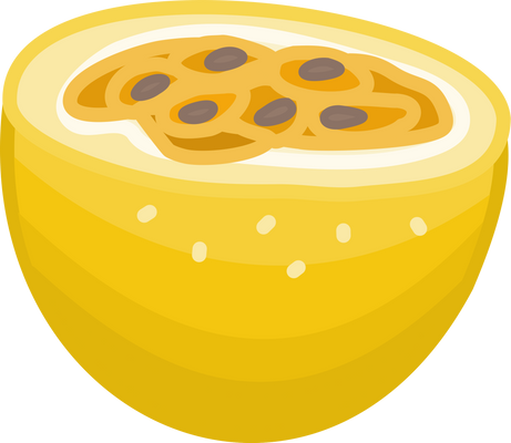 Half Cut Yellow Passion Fruit Illustration